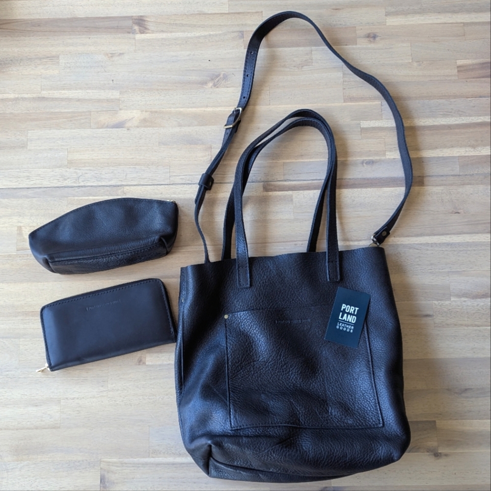 Portland Leather Crossbody Bag, Wallet,‎ Cosmetic Bag Set